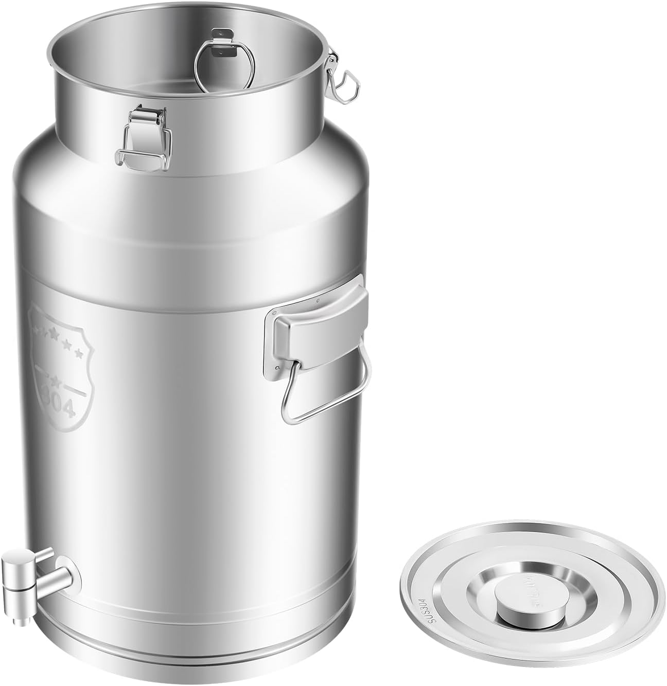 304 Stainless Steel Milk Bucket with Faucet,Milk Buckets with Lid Can Large Liquid Container Storage,Sealing Lid and Carry Handle, Airtight Design(35L/9.24 Gal,w/Faucet)