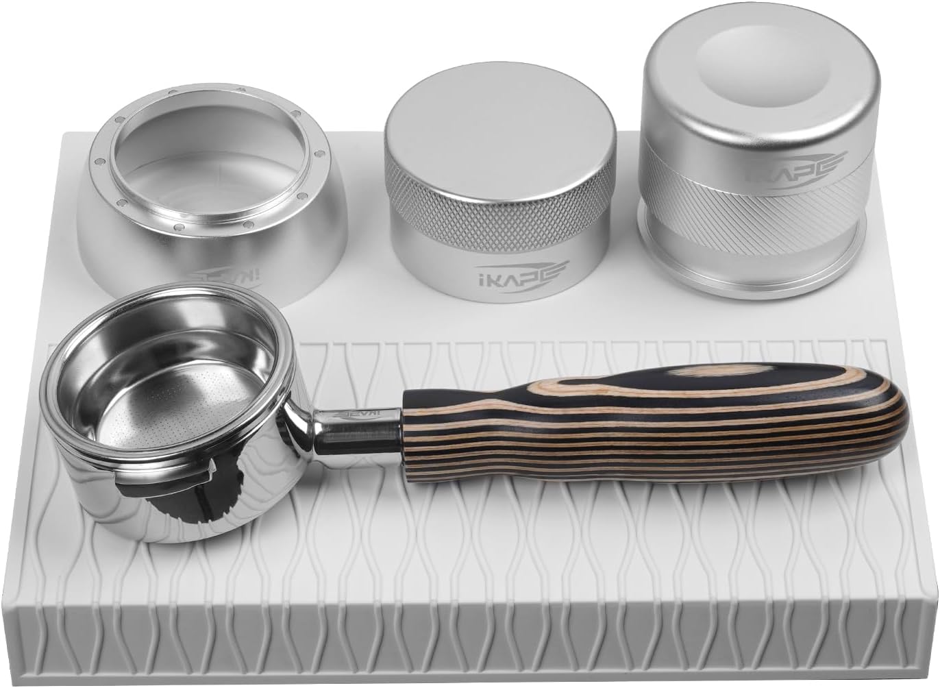 IKAPE Espresso Tamping Mat, Food Grade Silicone Coffee Tamper Mat, Portafilter Tamp Mat Espresso Accessory For Baristas, Waterproof Heat Resistant Tamping Pad Mat for Counter(White)