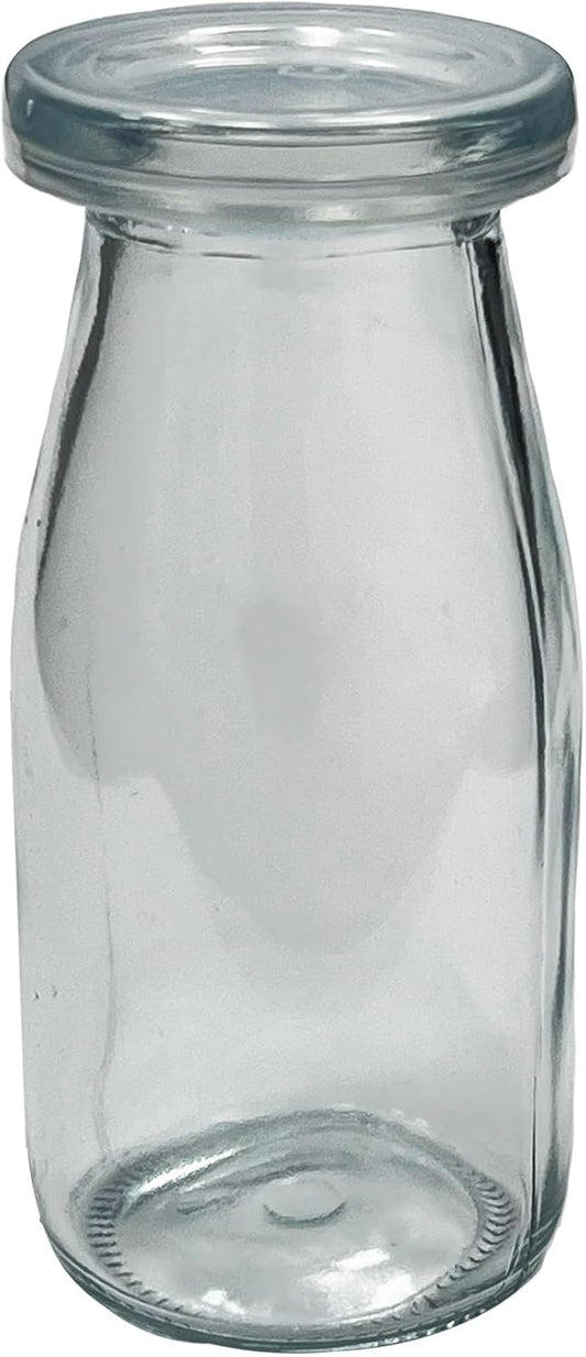 6.76 oz / 200ml Vintage Glass Bottle with Leakproof Clear Lid, Reusable & Eco-Friendly – Ideal for Milk, Juices, Smoothies, Infused Water, BPA-Free Glass Bottle (12-Pack)