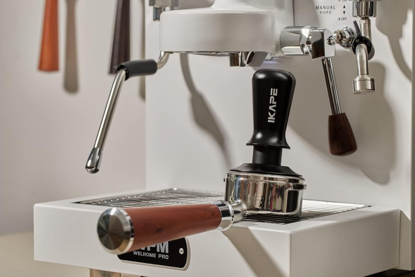 IKAPE 39.25mm Espresso Tamper, Black Premium Barista Coffee Tamper with Calibrated Spring Loaded, 100% Flat Stainless Steel Base Tamper for Espresso Machine