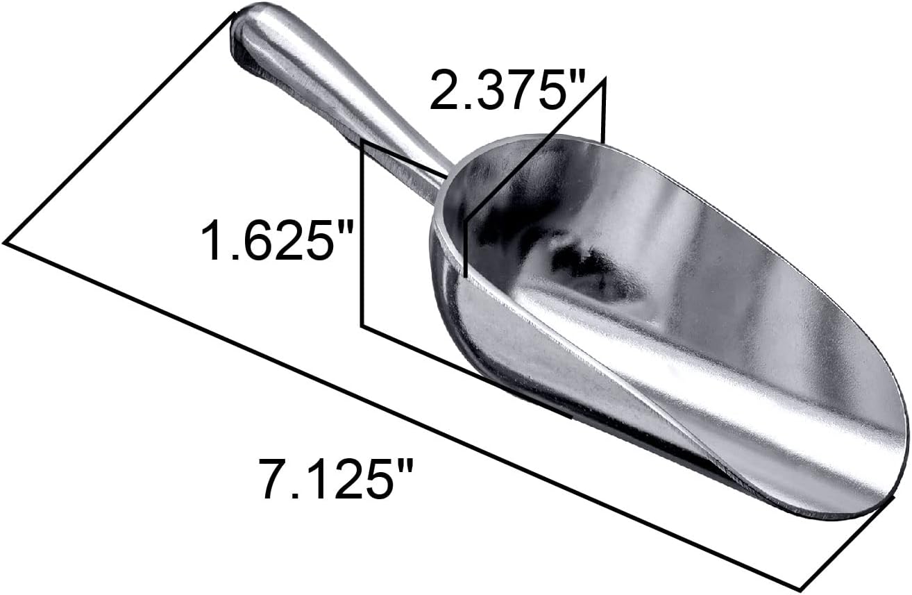 Amazing Abby - Elsa - 5-Ounce Aluminum Ice Scoops (Set of 2), Cast Aluminum Utility Scoops, Food-Grade, Good for Home and Commercial Use, NOT Dishwasher-Safe, Hand-Wash Recommended