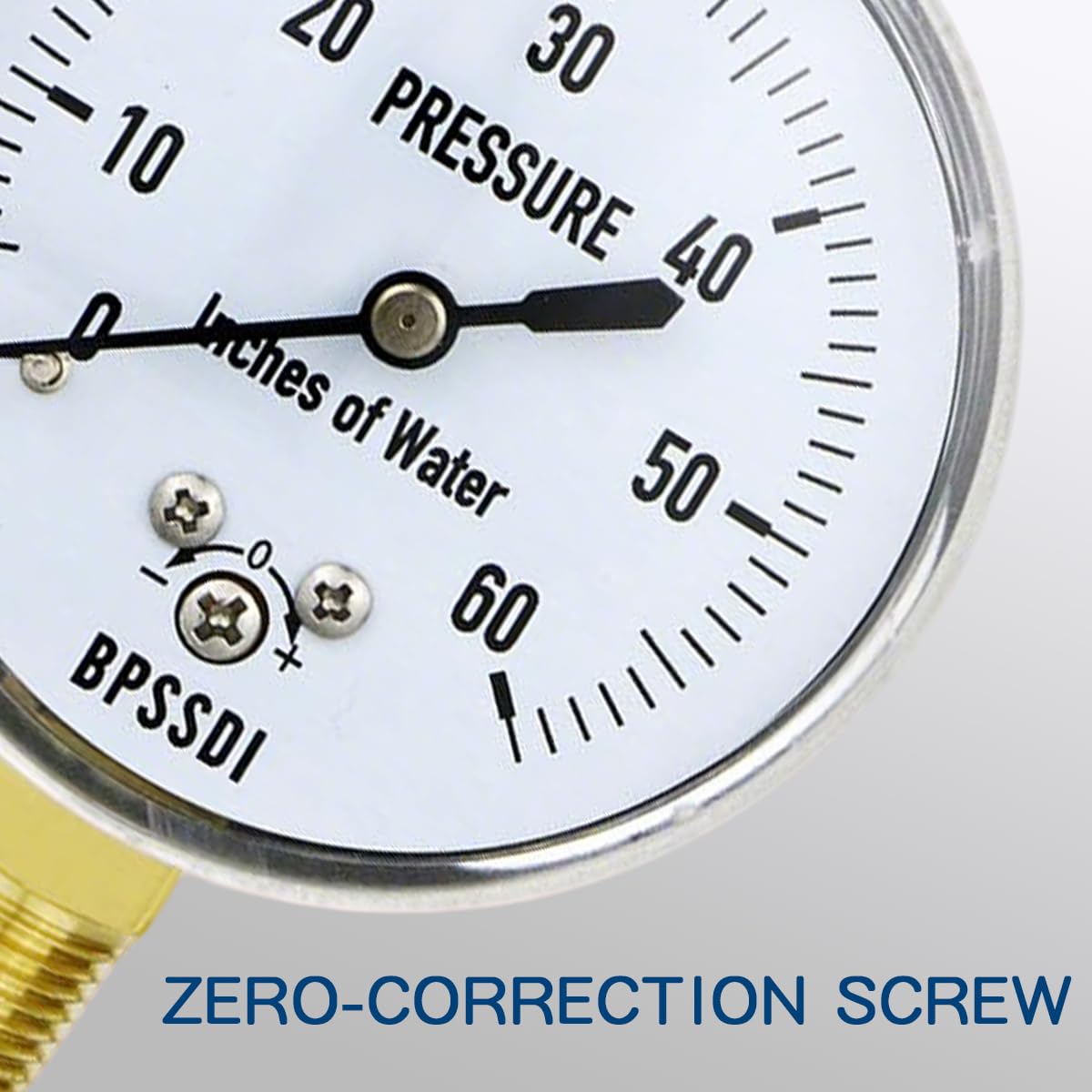 0-60 Inches of Water Column Gauge, Low Pressure Gauge, Capsule Gauge, 304 Stainless Steel Case, 2.5" Dial Size, 1/4" NPT Lower Mount, Zero Adjustment, for Air Water Gas Pressure Test