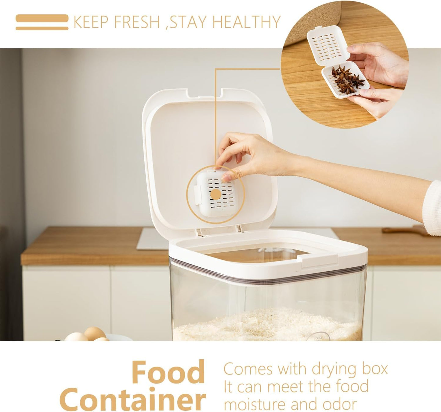Flour Dispenser 10LBS - 5 L /5 QT /5 KG Rice Container Storage Food Cereal Container Bins Household for Kitchen Pantry Organization (5 L)