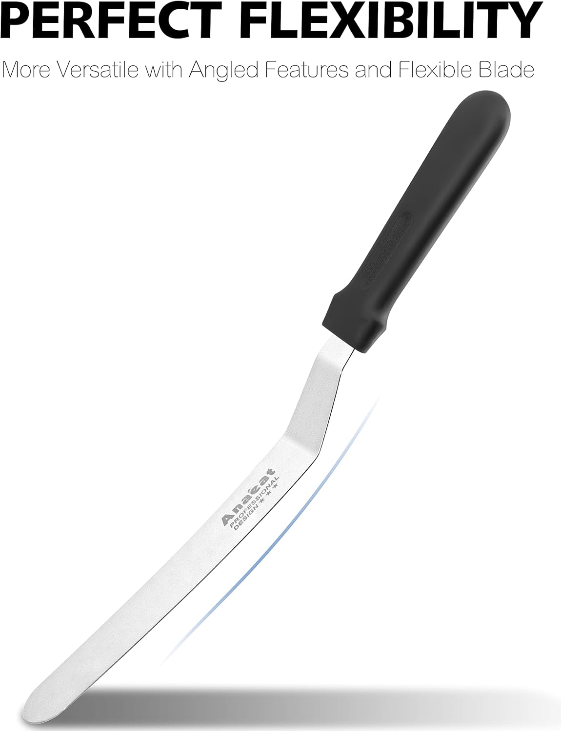 Anaeat Icing Spatulas, Set of 4 Professional Cake Angled Offset Spatula with 4", 6", 8", 10" Stainless Steel Blades - Thickened Frosting Knife with Plastic Handle for Cake Decorating, Pastry & Baking