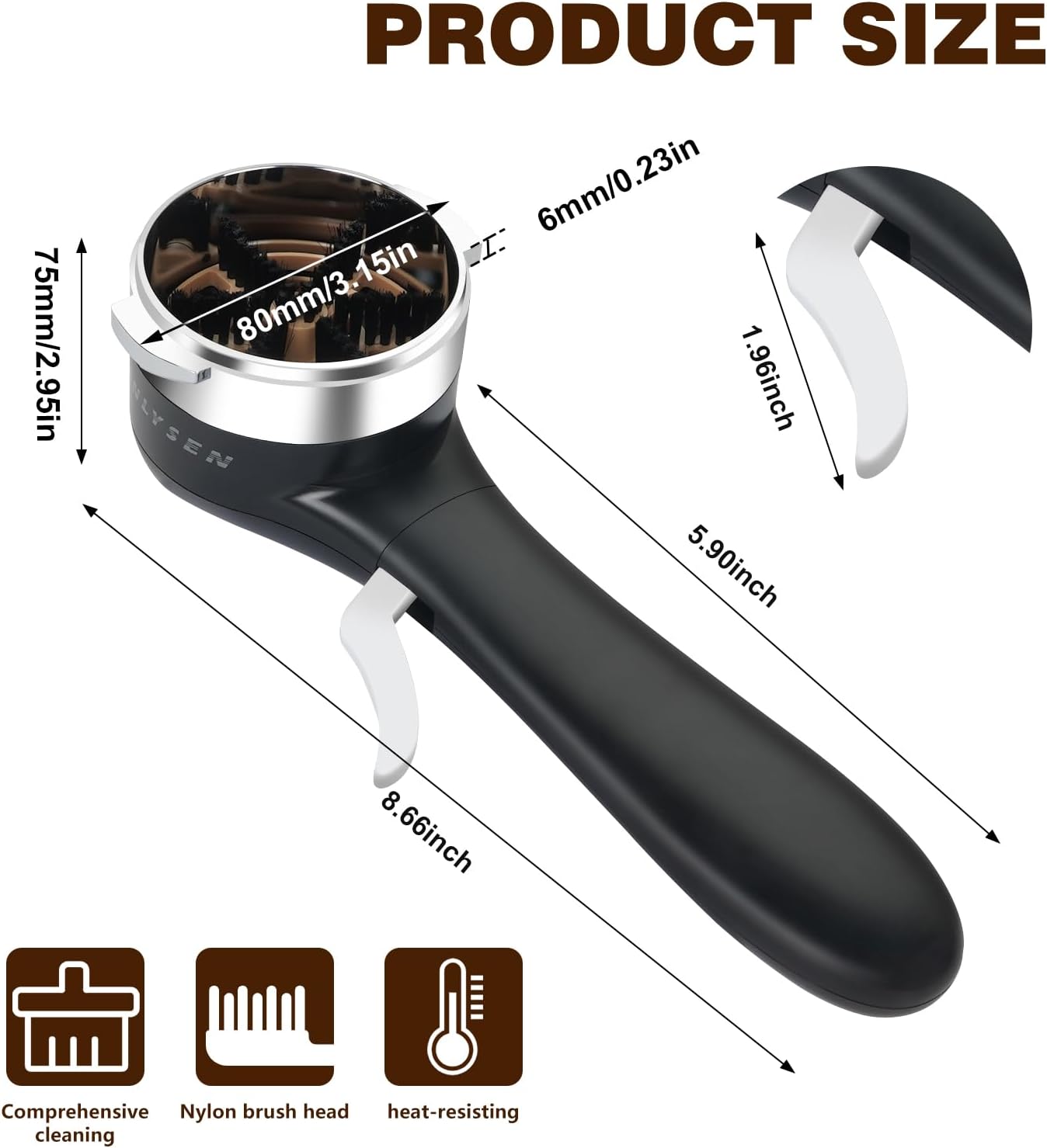 Espresso Coffee Machine Cleaning Brush, 360° Cleaning Push-Up Coffee Maker Brush, Espresso Machine Brush Coffee Cleaning Tool for 2ears 58mm E61, Flair 58, ECM, Rocket, Sanremo, Synesso, Slayer, VBM