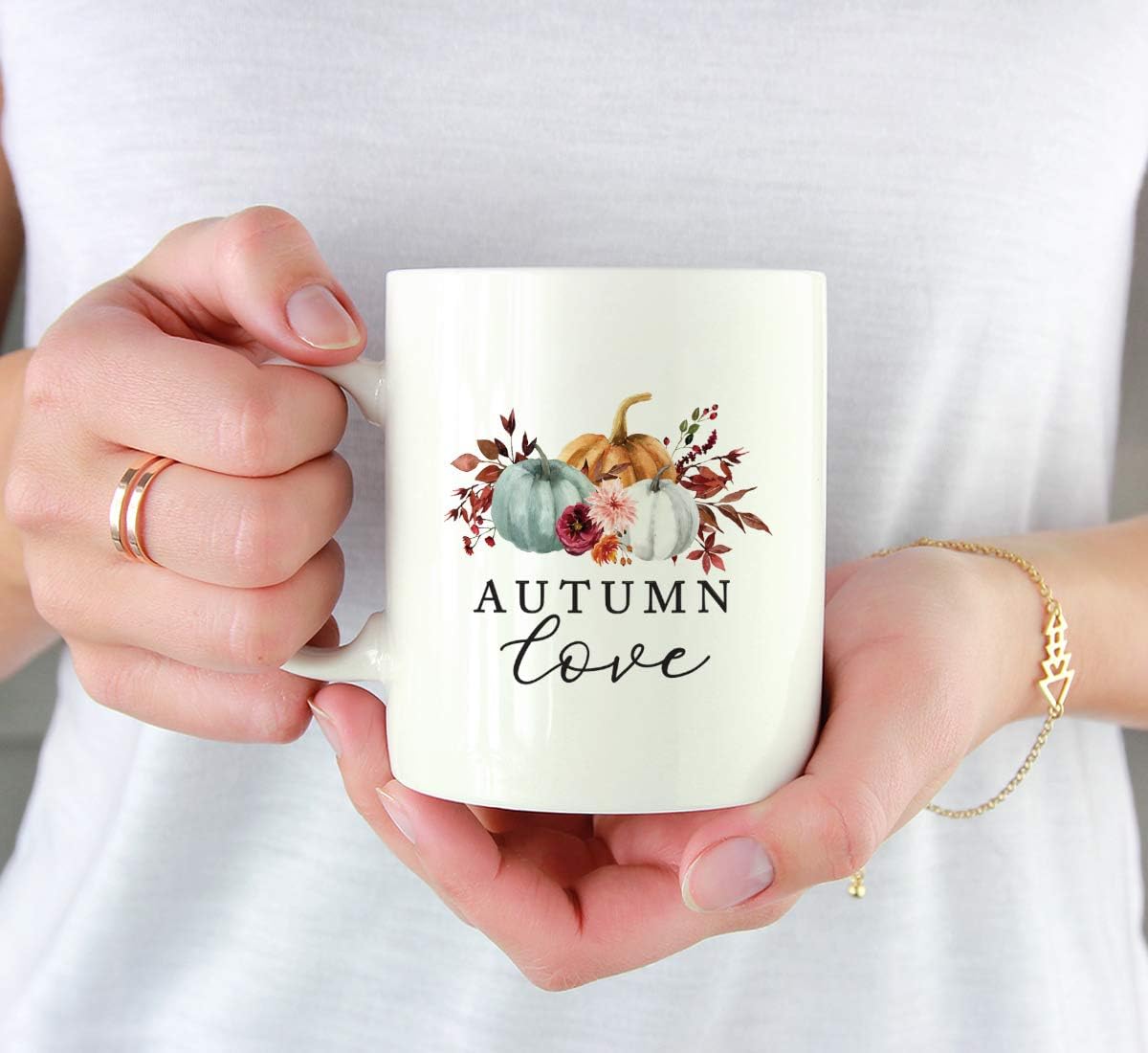 Andaz Press Fall Burgundy Marsala 11oz. Ceramic Coffee Tea Mug, Autumn Love, 1-Pack, Pumpkin Floral Leaves Graphic, Birthday, Friend, Family, Coworker, Autumn Season, Thanksgiving Ideas