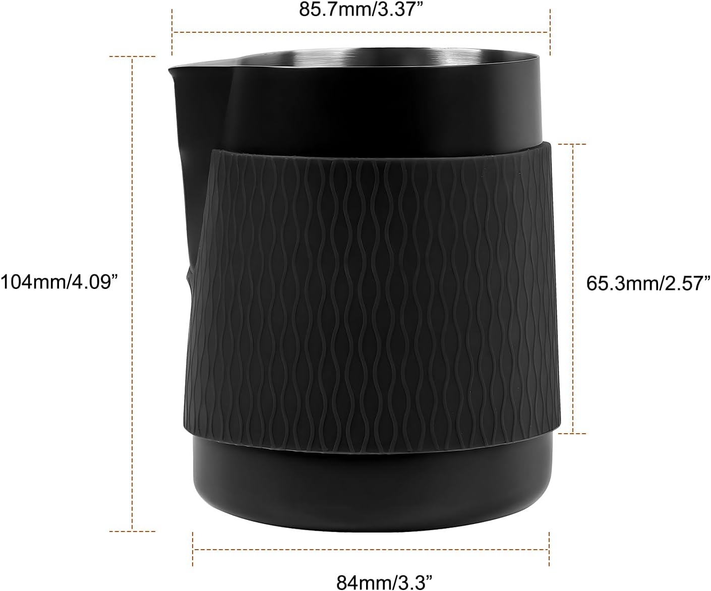 IKAPE Espresso Milk Pitcher, 15.04/450ml Milk Frothing Jug without Handle, Espresso Steaming Pitcher with Sharp Spout for Espresso Barista Tool(black)