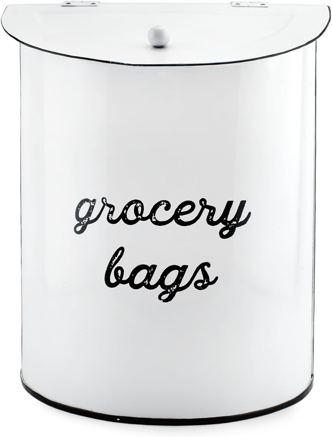 AuldHome Design Rustic Grocery Bag Holder; Wall-Mounted Vintage Enamelware Farmhouse Style Plastic Bag Dispenser for Kitchen or Laundry Room