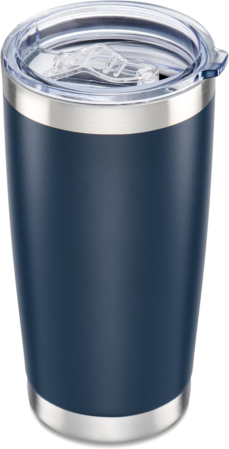 20 oz Tumbler with Lid Stainless Steel Double Wall Vacuum Insulated Tumblers Powder Coated Cups Travel Mug Keep Drinks Cold and Hot, Navy
