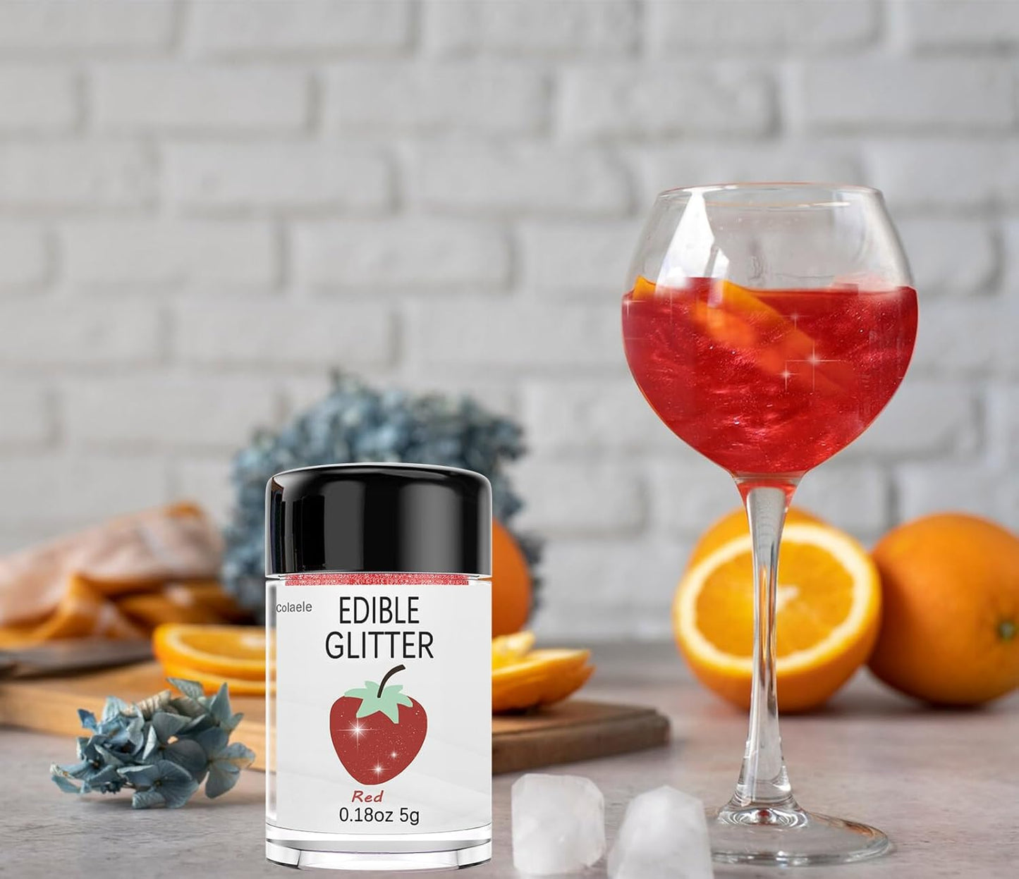 Red Edible Glitter Glimmer Powder for Cakes Drinks - Colaele 5 grams Food Grade Luster Dust Metallic Food Decorating Sprinkle Disco Brew Dust for Cake Decorations Wine Beverage Candy Dessert, Vegan