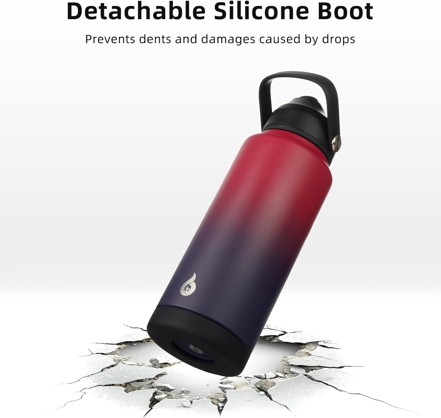 BJPKPK Insulated Water Bottle with Straw Lid, 40oz Large Thermos, BPA Free Leak Proof Stainless Steel Metal Water Bottles, Tumblers, Cups, Flasks for Travel, Sports,Charming Red