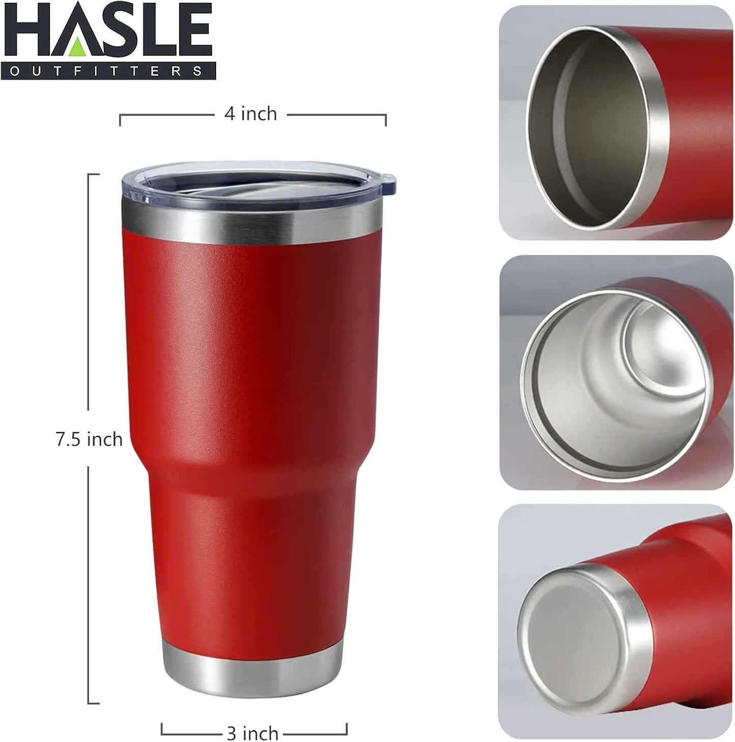HASLE OUTFITTERS 30oz Stainless Steel Tumbler, Double Wall Vacuum Insulated Travel Mug Tumbler, Durable Insulated Coffee Mug, Gift Box Set (Red, 1)