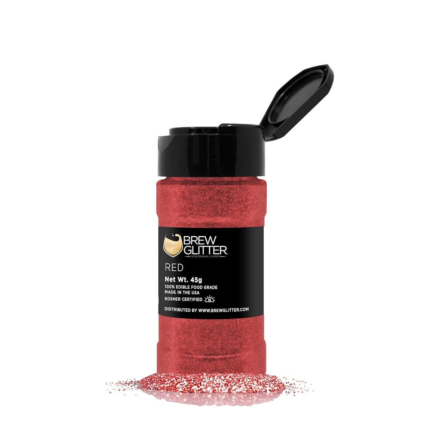 Bakell's Red Brew Glitter (45 Grams, 1x Shaker Jar) | Vibrant Edible Glitter for a Dramatic Touch to Your Beverages!