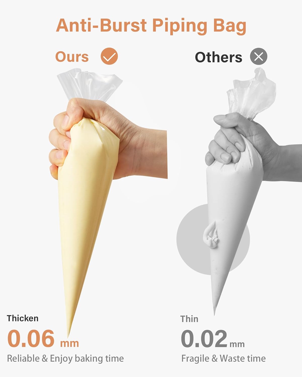 Kootek 12" Piping Bags (100Pcs), Disposable Pastry Bags Anti Burst Icing Frosting Bag Thick Cake Decorating Bags for Cookie, Cupcake, Candy, Baking Supplies Tools