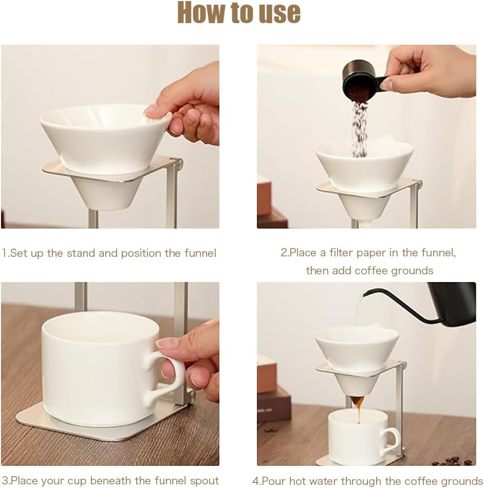 Pour Over Coffee Stand, Espresso Machine Stand with Base, Pour Over Coffee Dripper, Perfect for Office, Home, Camping