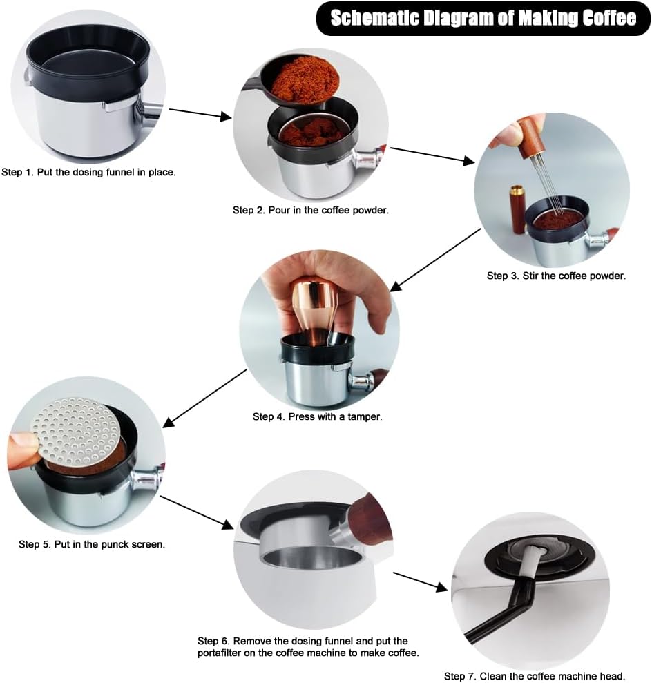 51mm Espresso Tamper Set, 5PCS Coffee Tamper Kit with WDT Tool, Coffee Stirrer, Dosing Funnel, Puck Screen 51mm Espresso Accessories Tampers Kit (Rose Gold)