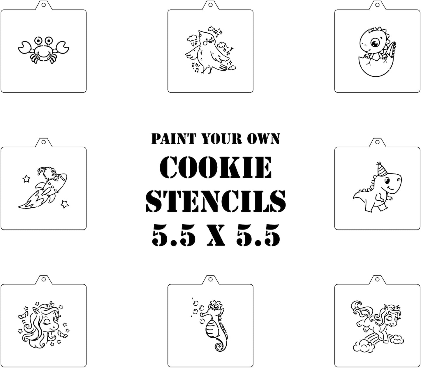 PYO Cookie cutter and stencil set starter kit Baking stencils and cutters bundle DIY bakery decorating kit Paint Your Own Cookie cutter with stencils Icing stencil and cookie cutter combo(PYO Set)