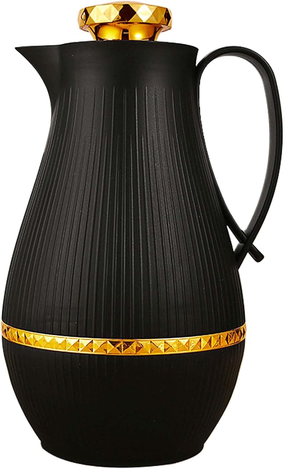 Insulated Thermal Coffee Carafe, 33 oz, Luxury Arabic-Style Insulated Carafe Flask,Coffee Tea Pot,with Spout and Glass Liner for Hot Cold Water,Housewarming Ornaments (Black)