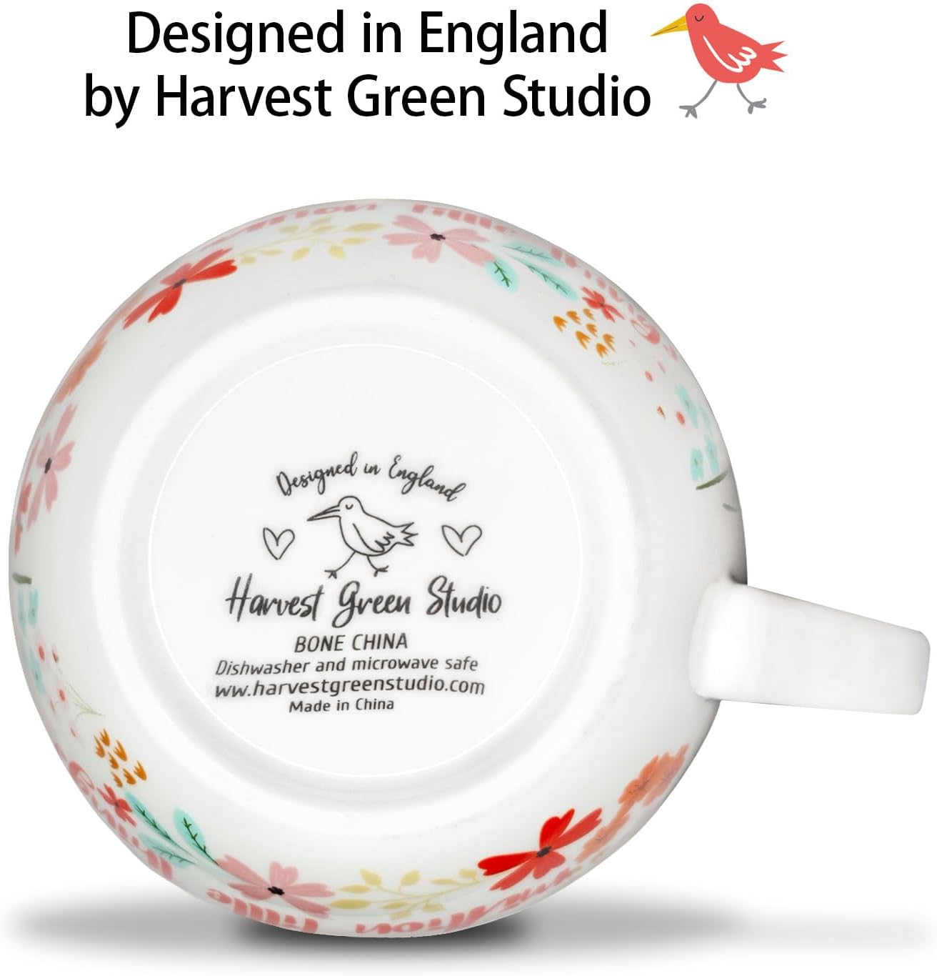 Friendship Coffee Mug, Premium 20 oz Bone China Coffee Tea Hug Mug, Perfect Birthday, Holiday, and Christmas Gift for Women and Female Friends, Designed in England by Harvest Green Studio