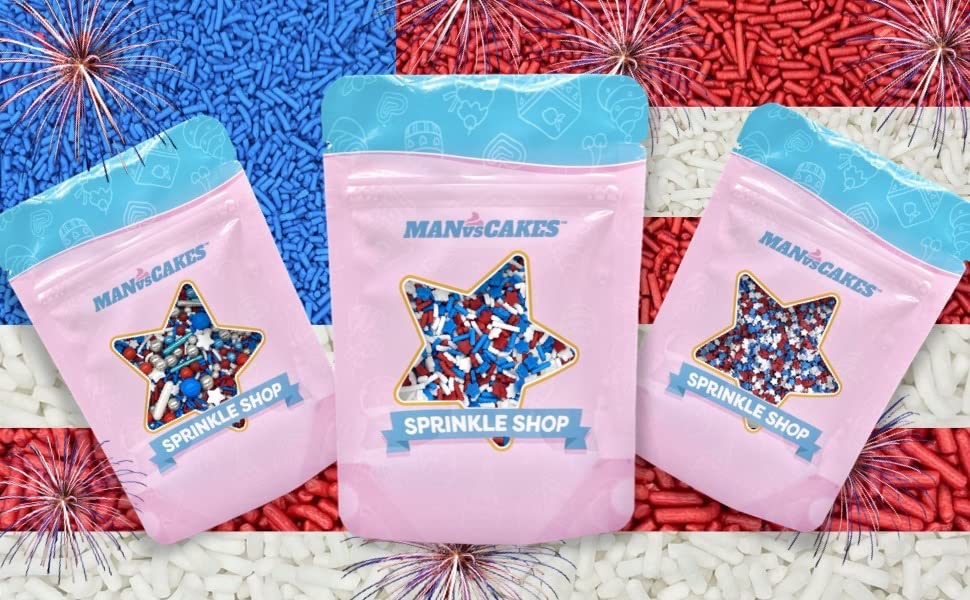 Sprinkles | Blue Sprinkle | 4 Ounces | Jimmies | Sprinkle | Manvscakes, Chocolate Flavor, Non Toxic