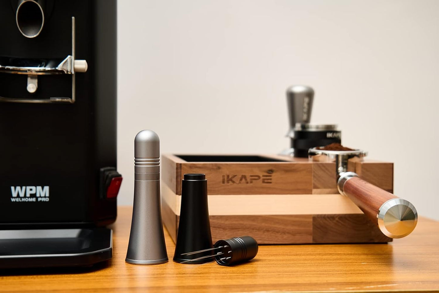 IKAPE WDT Tools, Espresso Stirrer Distribution Tool for Barista, 0.25mm 6 Needles Espresso Coffee Stirrer with Stand and Extra 6 Needles (Black)