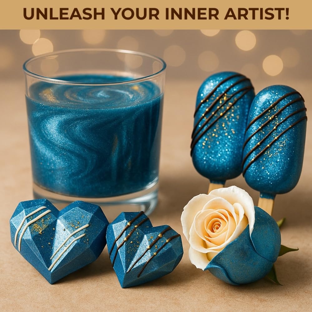 Bulk (20g) Blue Luster Dust Edible Glitter for Cocktails | Premium Edible Blue Luster Dust for Cake Decorations - Edible Glitter for Drinks Cupcakes Cookies Cakes Food Paint