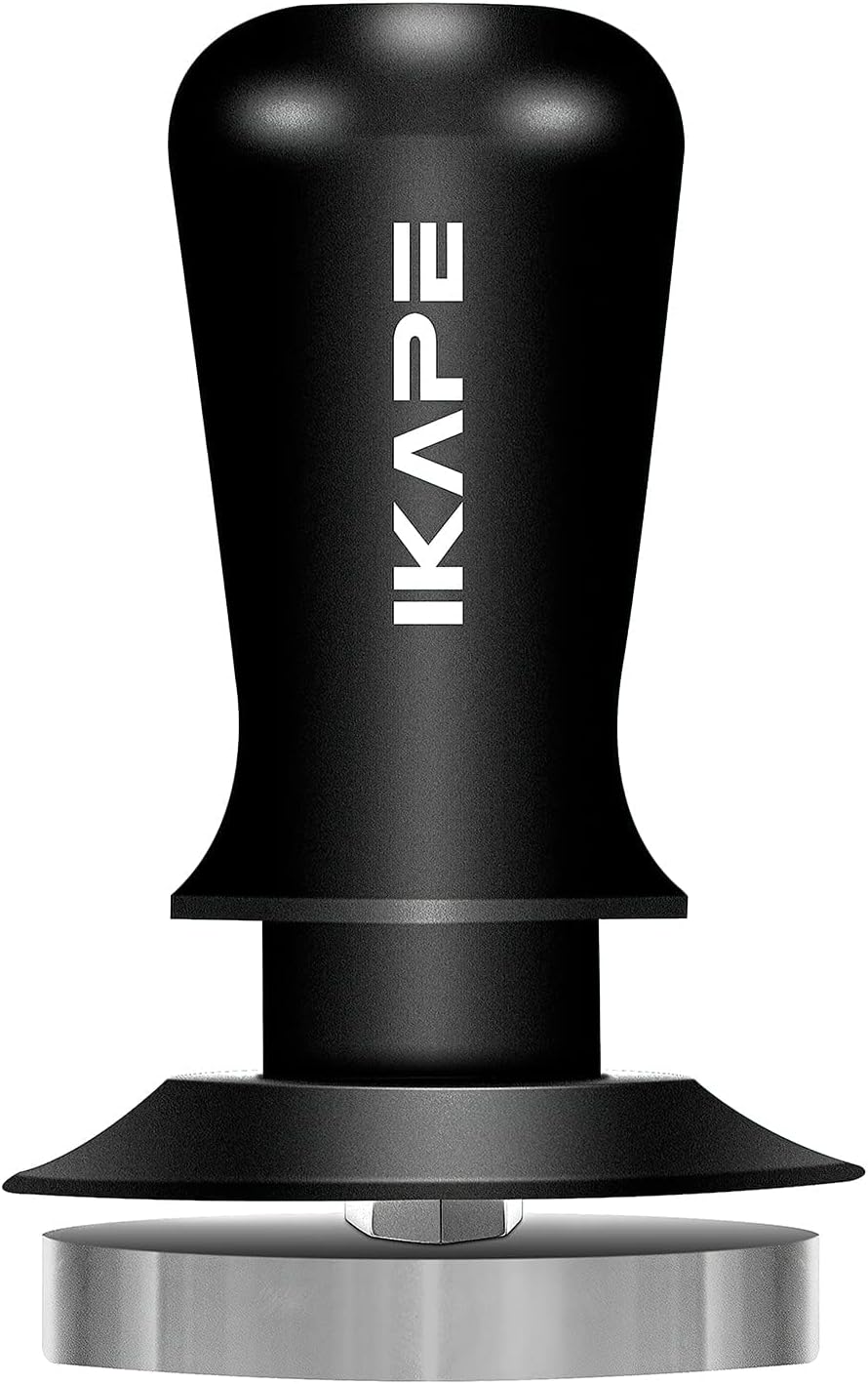 IKAPE 39.25mm Espresso Tamper, Black Premium Barista Coffee Tamper with Calibrated Spring Loaded, 100% Flat Stainless Steel Base Tamper for Espresso Machine