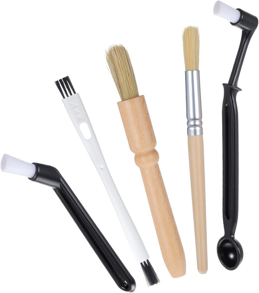 5 Pcs Coffee Grinder Brush Group Head Brush Brushes Kit Nylon Machine Cleaning Brushes Wooden for Coffee Machine