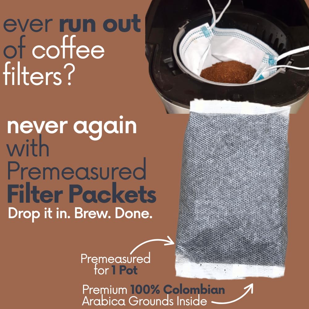 Ground Flavored Coffee In Filter Packs | Medium Roast Low Acid Mold Free Pouches | Sampler Packets | Salted Caramel Gourmet Powder Bags for 10-12 Cup Drip Maker | Highest Rated Individual Premeasured Coffee