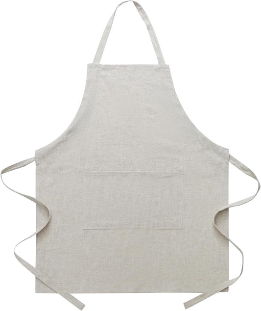 Cotton Linen Apron for Women - Adjustable Casual Apron with Pocktes, Great for Florist, Coffee House and Kitchen