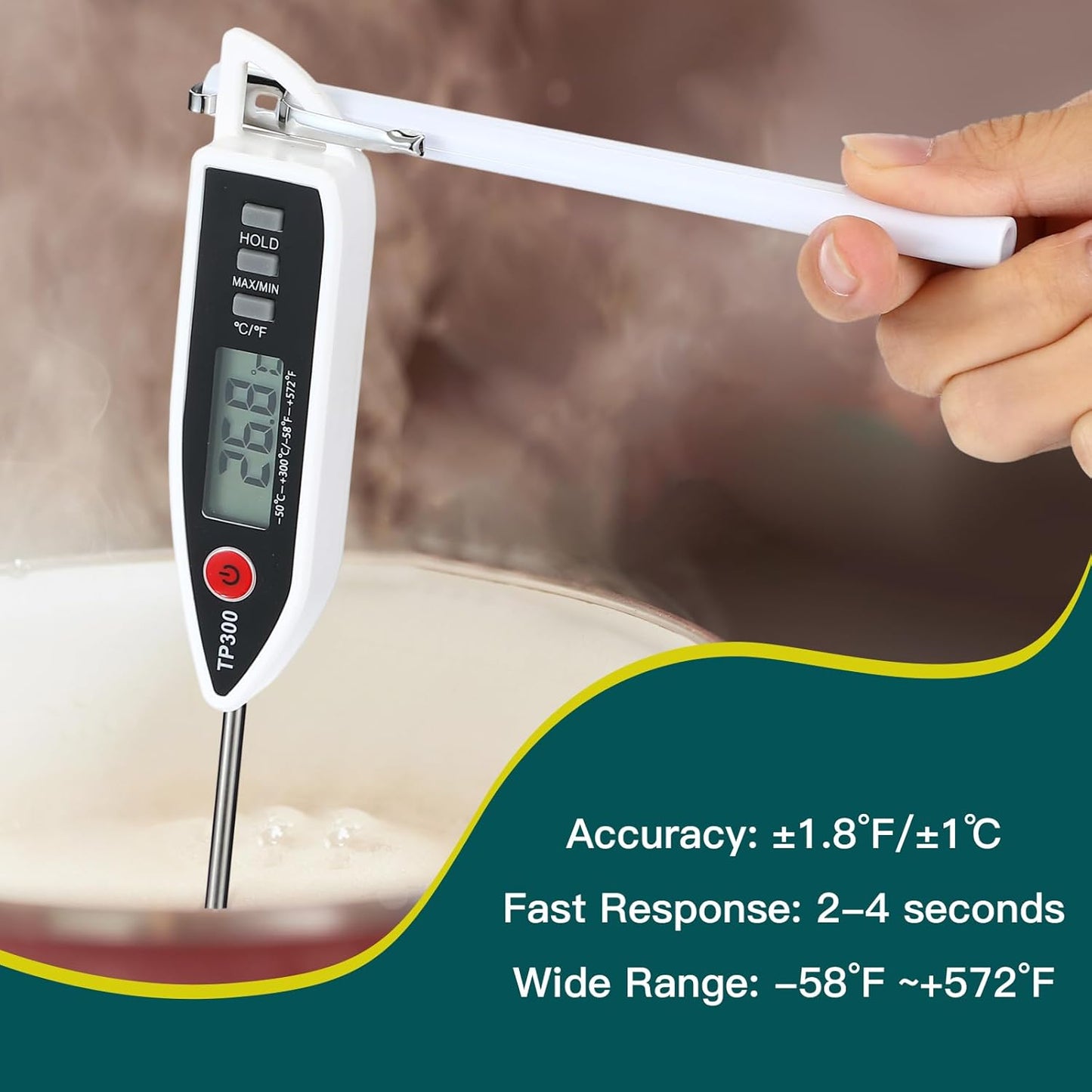 6 Set Waterproof Food Thermometer for Water, Liquid, Candle and Cooking Digital Meat Thermometer with Long Probe Instant Read for Kitchen BBQ Grill Candy (White)