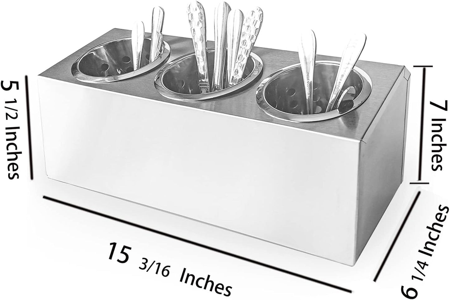 Flatware Organizers Stainless Steel Cylinder Flatware Silverware Utensil Holder Organizer Caddy (3 holes)