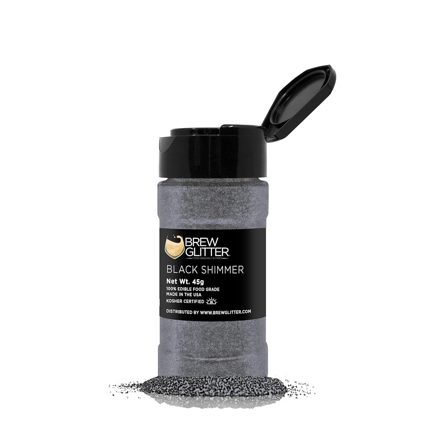 Brew Glitter - Black Shimmer (45g 1x Shaker Jar) | Edible Glitter For Drinks, Beer and Cocktail Beverages by Bakell