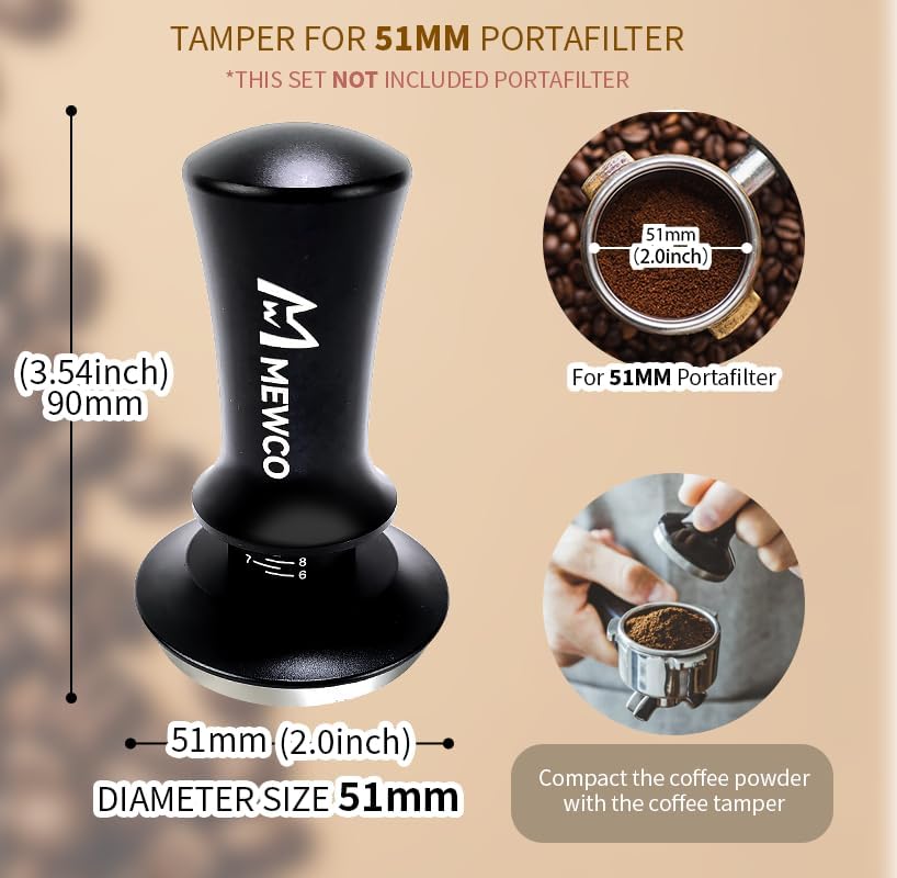 7 Pack Espresso Tamper Station&Coffee Distributor Tamper&Espresso WDT Stirrer&Coffee Tamping&Brush&Coffee Dosing Funnel&Espresso Puck Screen, Multipurpose Tools for Bar Home Office (51 mm)