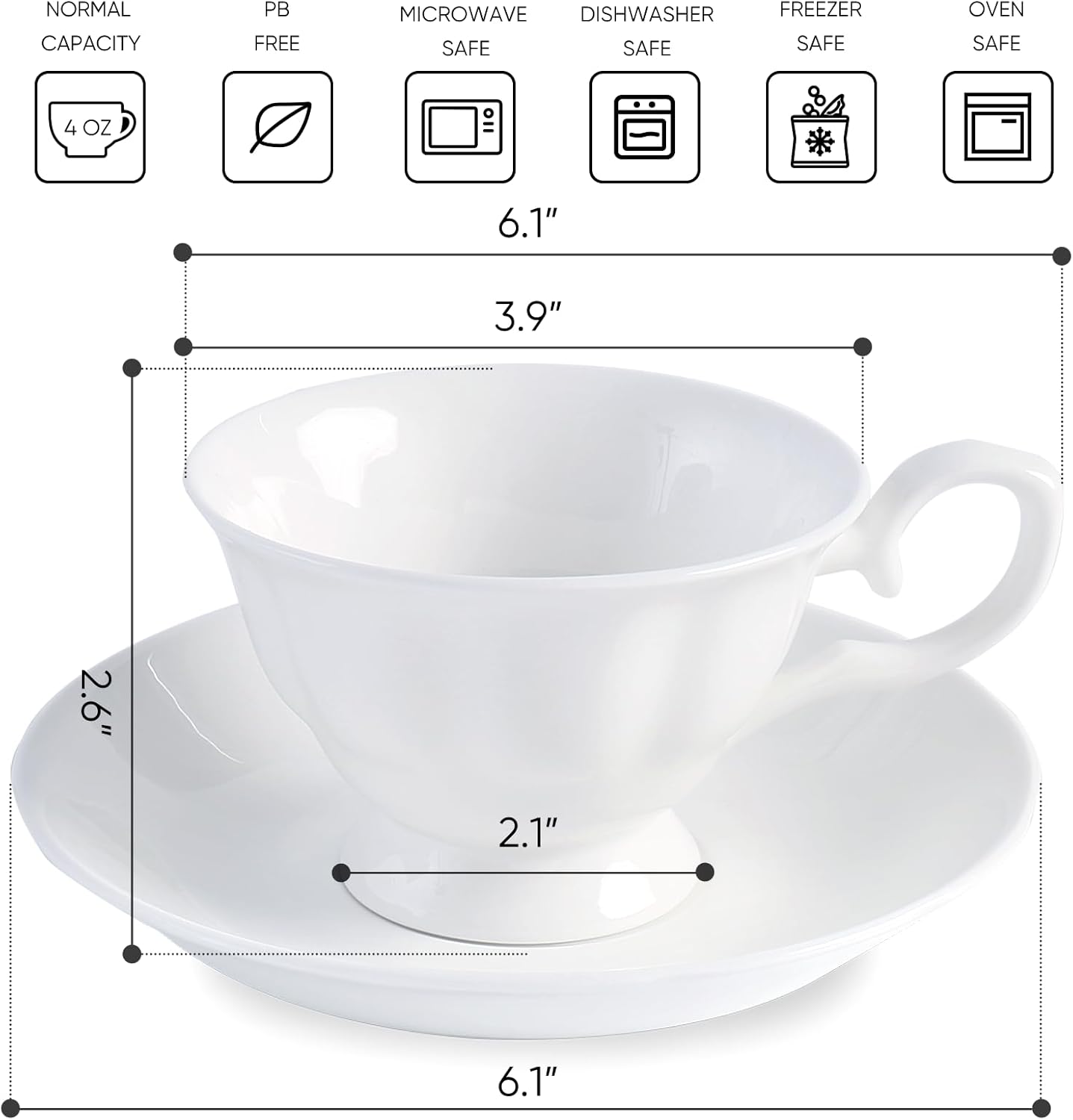 Fine Bone China Coffee Cups with Saucers, Set of 2 Vintage British Royal Style Ceramic Tea Cups, 4 Oz Small Tea Cup and Saucer Set for Afternoon Tea or Gift