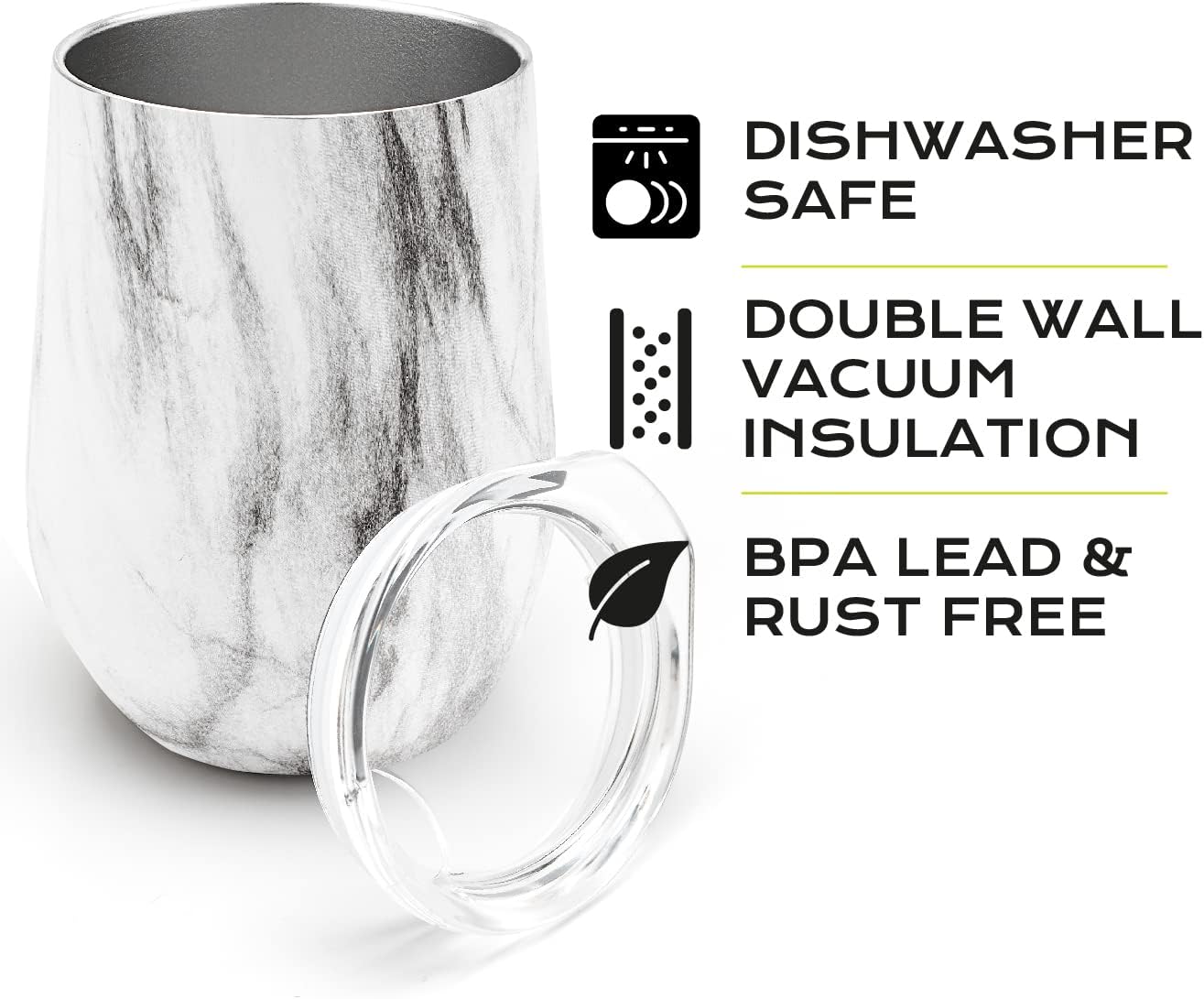 BALIBETOV 5 pcs large Yerba Mate Cup and Bombilla Kit, Includes one 8 oz Yerba Mate Gourd with Lid, Two Bombillas Mate Straw and one cleaning brush (Marble, 8.00)