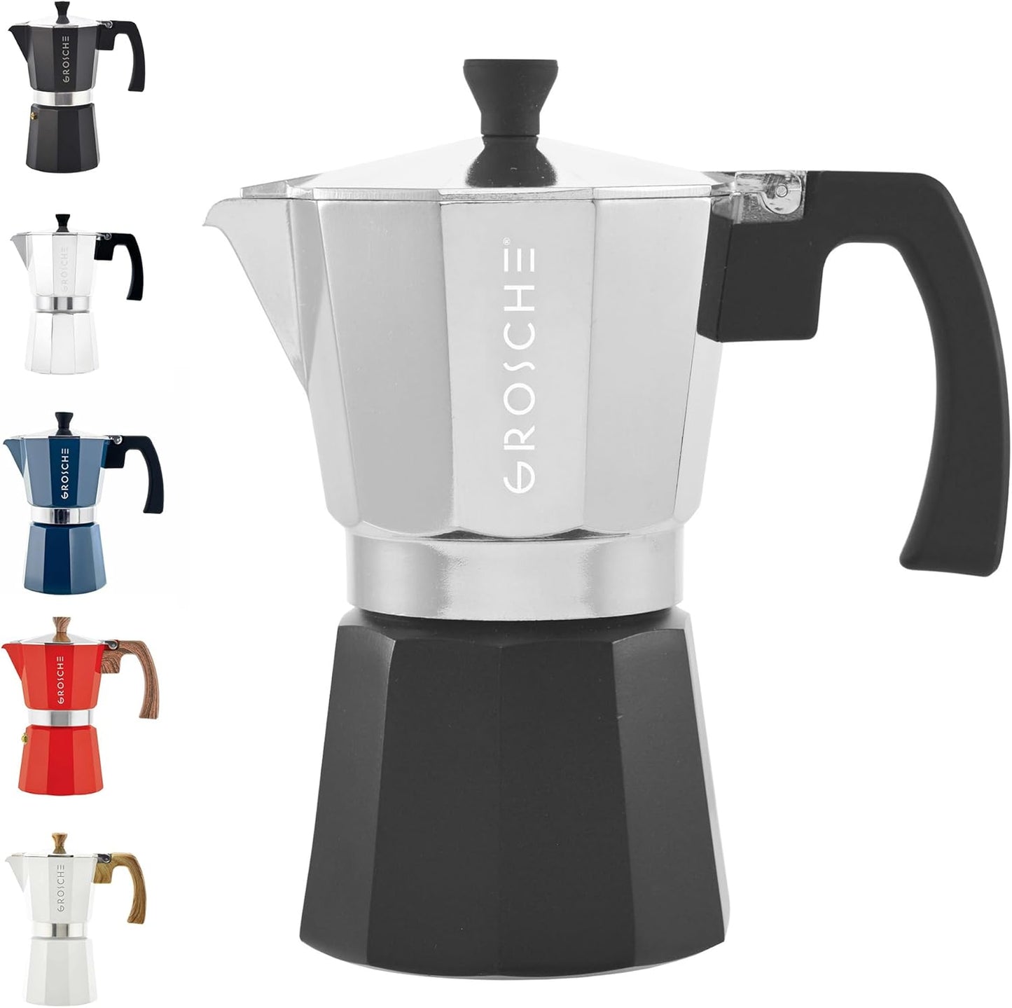 GROSCHE Milano Stovetop Espresso Maker Moka Pot Cuban Coffee Maker Stovetop Coffee Maker Moka Italian Espresso Greca Coffee Maker Brewer Percolator | 9 Espresso Cup, Tuxedo