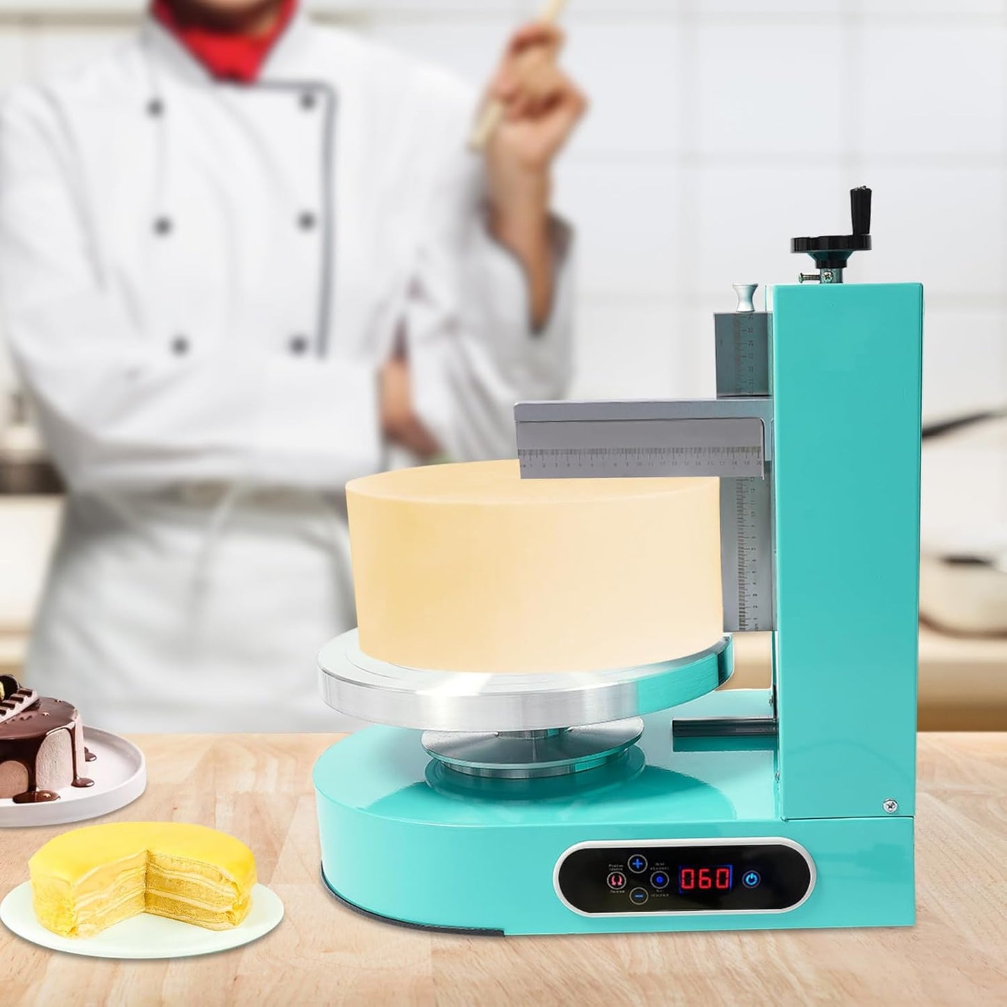 Cake Decorating Machine, Electric Birthday Cake Cream Smooth Coating Decoration Machine, Cake Smoother Icing Machine,Cake Cream Spatula Machine for 4-12inch Cake (Green)