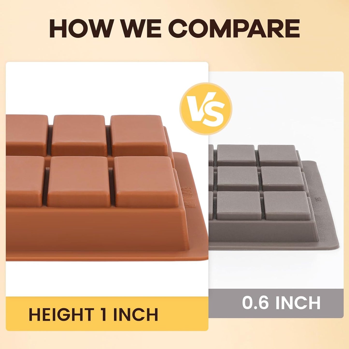 Dubai Chocolate Molds 1 Inch Deep, Silicone Chocolate Bar Mold – Non-Stick, Flexible, Large and Thick Homemade Chocolates, Candies, and Desserts - Set of 2