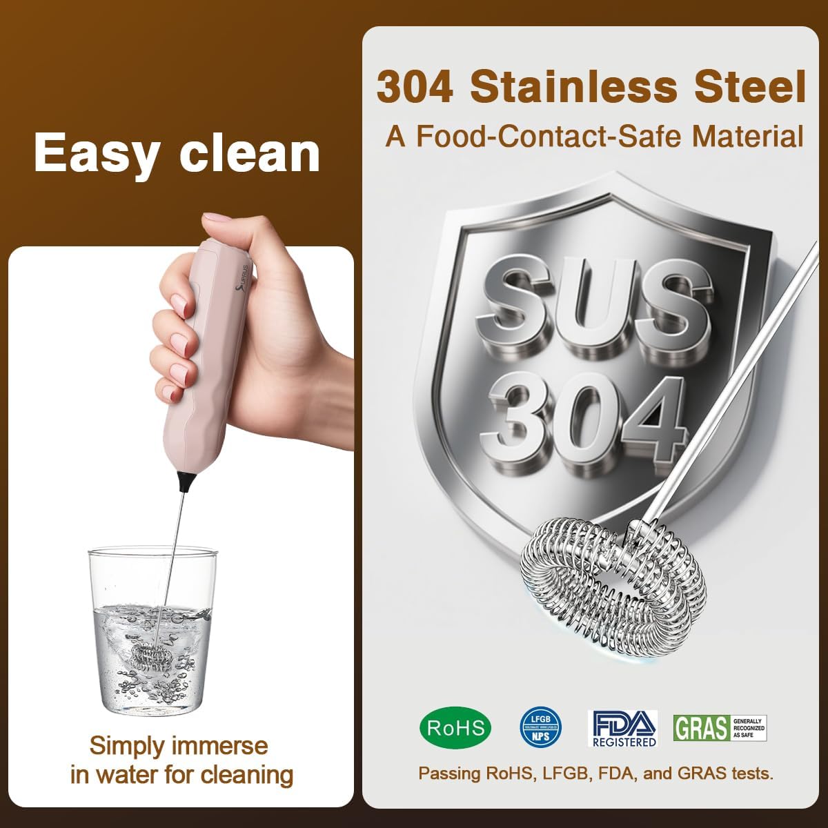 SUPRUS Ultra Fast Handheld Milk Frother Double Whisk with Stand 2 Batteries Stainless Steel for Lattes Cappuccino Matcha Hot Chocolate Coffee Bar Accessories Kitchen Gadgets Gift