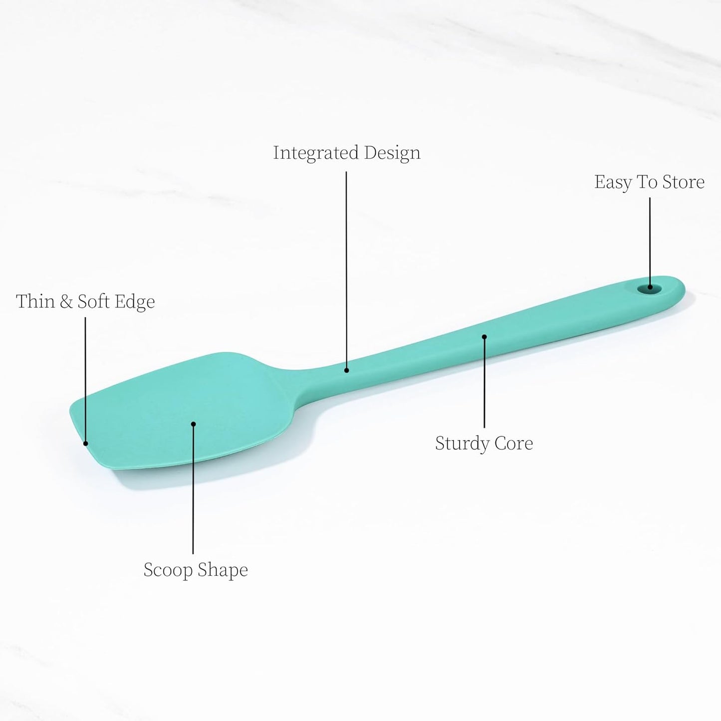 600ºF Heat Resistant Spatulas, High Heat Food Safe Semless Kitchen Silicone Scraper Set for Cooking Baking Mixing Scraping Stirring Nonstick Cookware Pan Bowl (3Pcs,Aqua Sky)