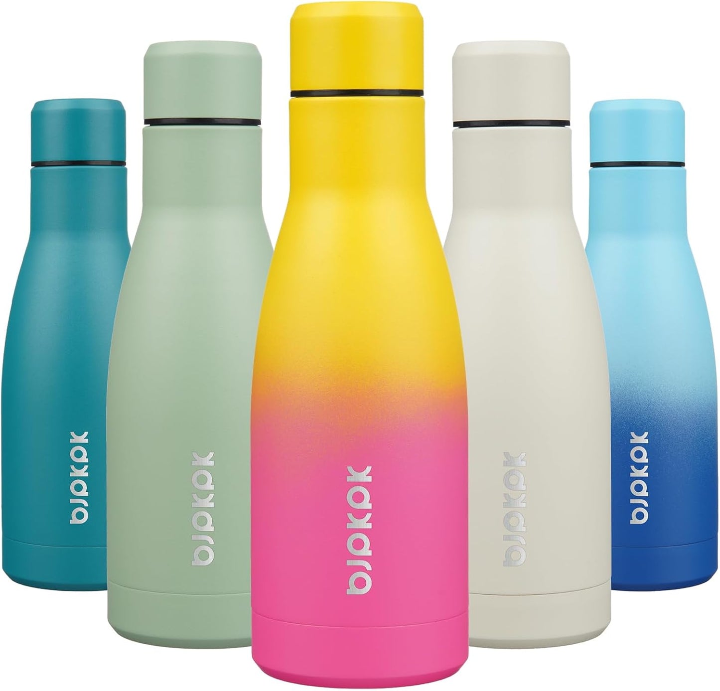 BJPKPK 12oz Water Bottles Stainless Steel Double Wall Vacuum Insulated Small Water Bottles for Travel,Rainbow