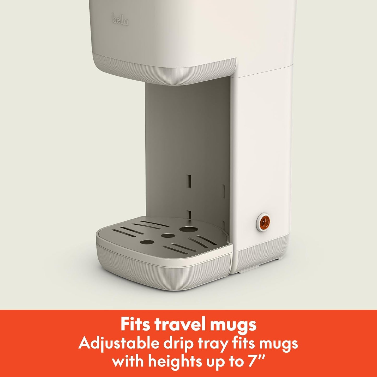 BELLA Single Serve Coffee Maker, K Cup & Coffee Ground Compatible with Removable, Adjustable Drip Tray, Auto Shutoff & Reusable Dishwasher Safe Accessories, Brews 6oz to 14oz, 1000 Watt, Oatmilk