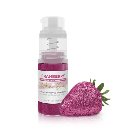Bakell - Cranberry Tinker Dust (4g, 1x Mini Spray Pump) Edible Glitter for Food, Desserts, and Beverages!