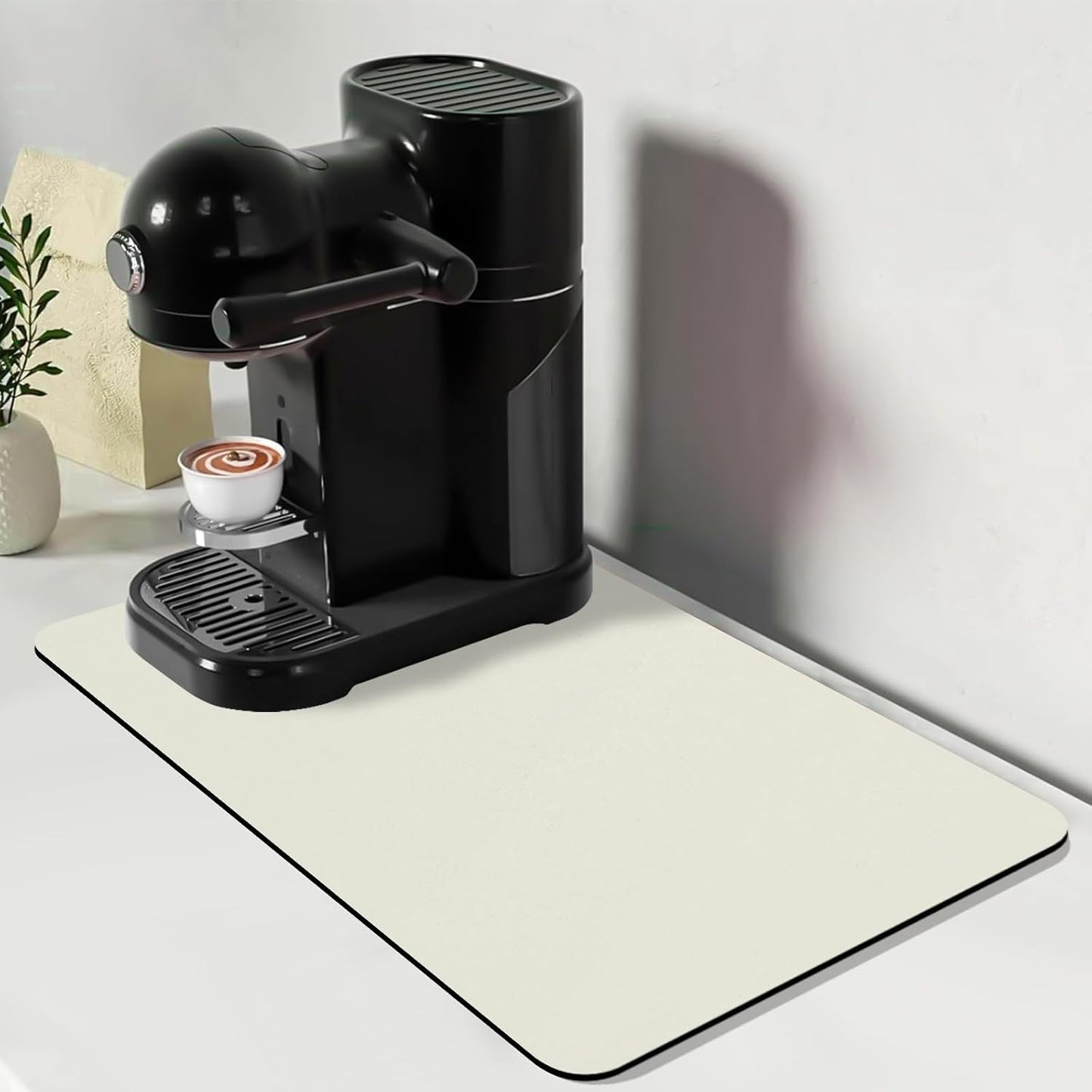 Bloss Coffee Mat, Super Absorbent Dish Drying Mat, Coffee Bar Mat, Kitchen Counter Mat, Hide Stain Rubber Backed Dish Drying Pad(12.2"x19.7", Off White)