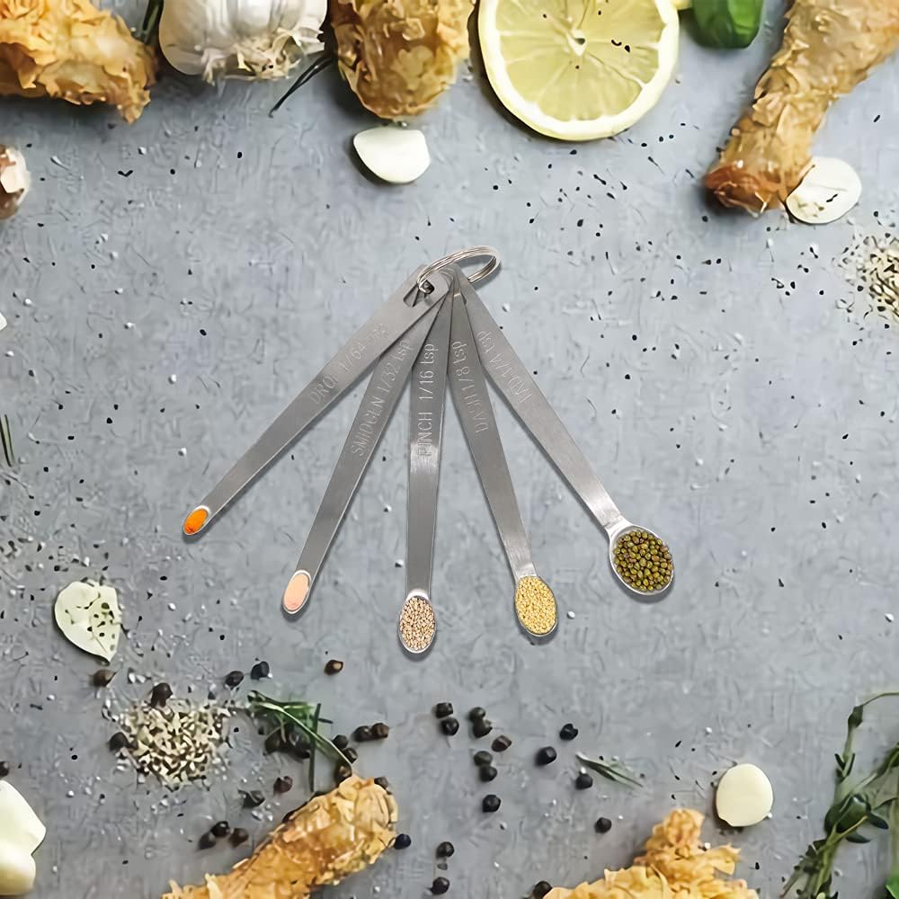 5PCS 1/32 Teaspoon(1/32tsp, 0.16ml, Smidgen) Single Tiny Measuring Spoon, Small Individual Stainless Steel Measure Spoons Only