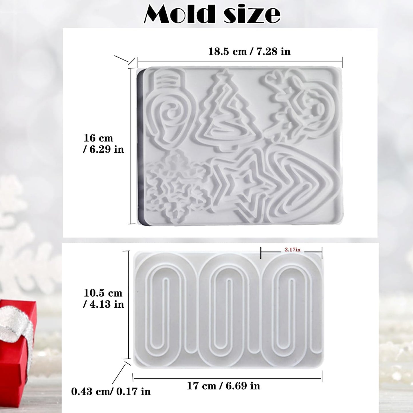 9-in-1 Christmas Resin Bookmark Mold Set - Reindeer/Snowflake/Tree/Heart/Star Silicone Molds for Epoxy Paperclips & Standard Bookmarks, Holiday Gift Crafts,DIY Supplies, Book Lovers Gift