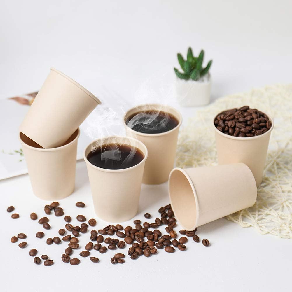 Disposable Paper Cups, Plant Fiber Brown Hot Drink Cups 160 Count 8 oz