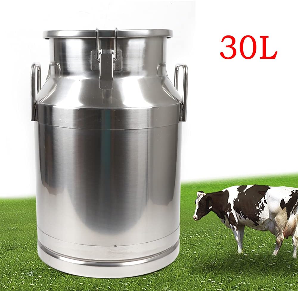 0.04 inch Thickened Stainless Steel Milk Can Large Liquid Container Storage,Stainless Steel Milk Bucket With Sealing Lid and Carry Handle,for Wine, Oil Storage Transport (30L/8 Gal)
