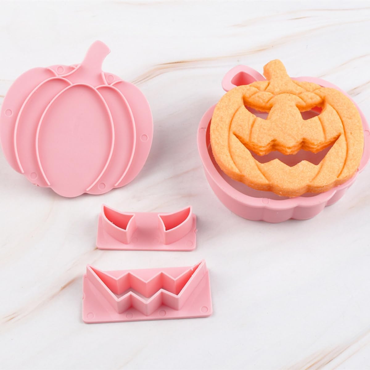 13Pcs Halloween Cookie Cutter Set Pumpkin Face Halloween Cookie Mold Biscuit Mold 3D Hollow Out Pumpkin Cake Baking Fondant Embosser Stamps Halloween Party DIY Cake Decorating Tools (A)